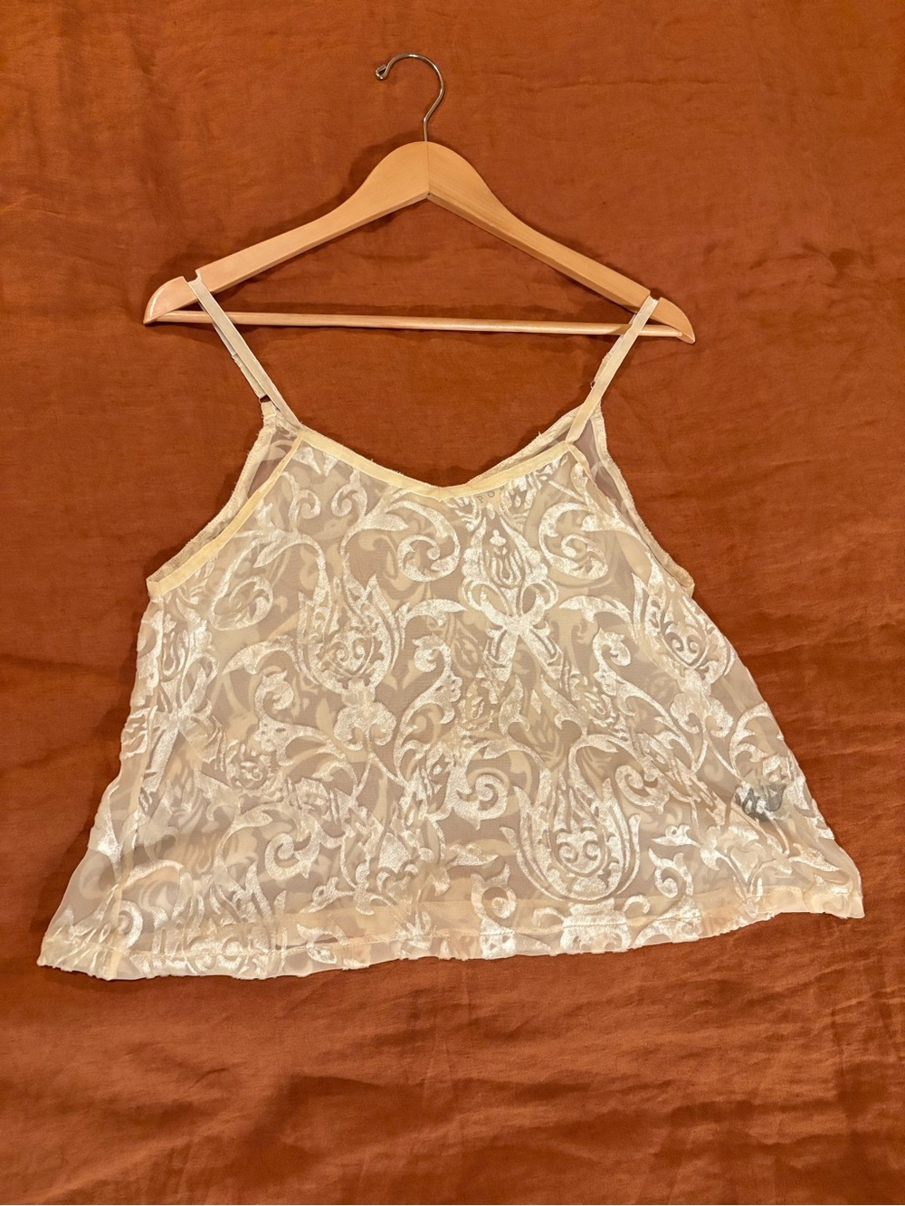 POL Sheer Tank with Velvet Details - butter yellow color SZ SM EUC - Picture 8 of 10